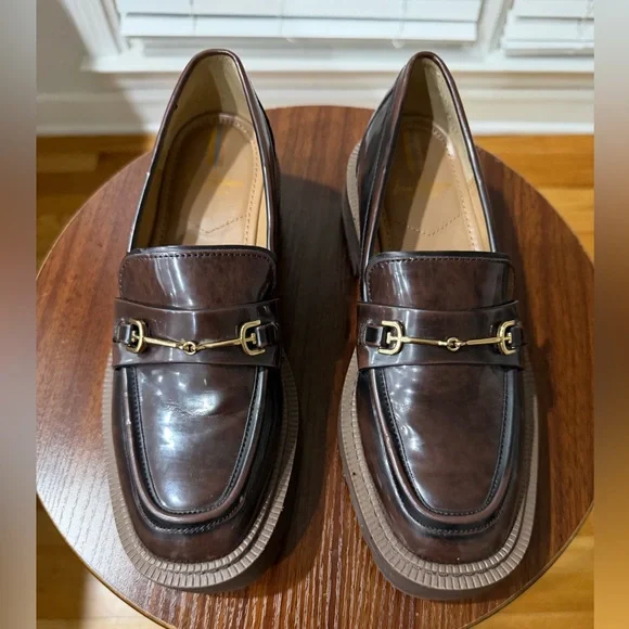 Sam Edelman Brown Loafers with Gold Accent Sam Edelman Loraine Coffee/Tortoise Patent Leather Loafers  main image 4